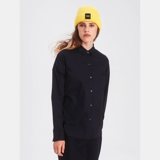 Aigle The Essential Long-sleeved Shirt In 100% Organic Cotton Shirts Women Black ZA-08372